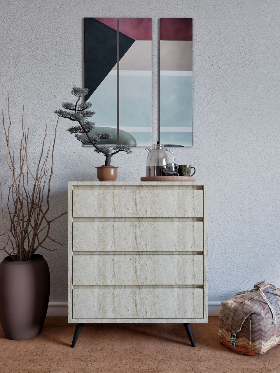 Dulap, Hanah Home, Suvera, 70x86x40 cm, Travertin - imagine 5